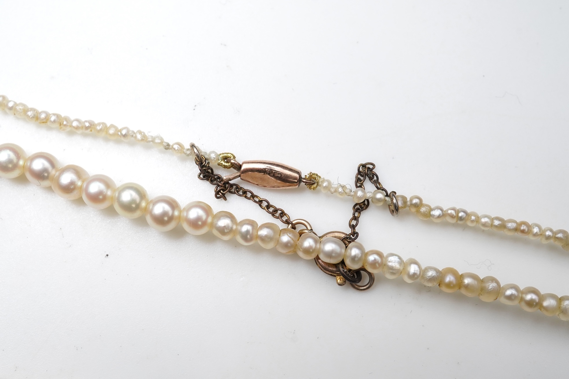 Two cultured pearl necklaces, early 20th century